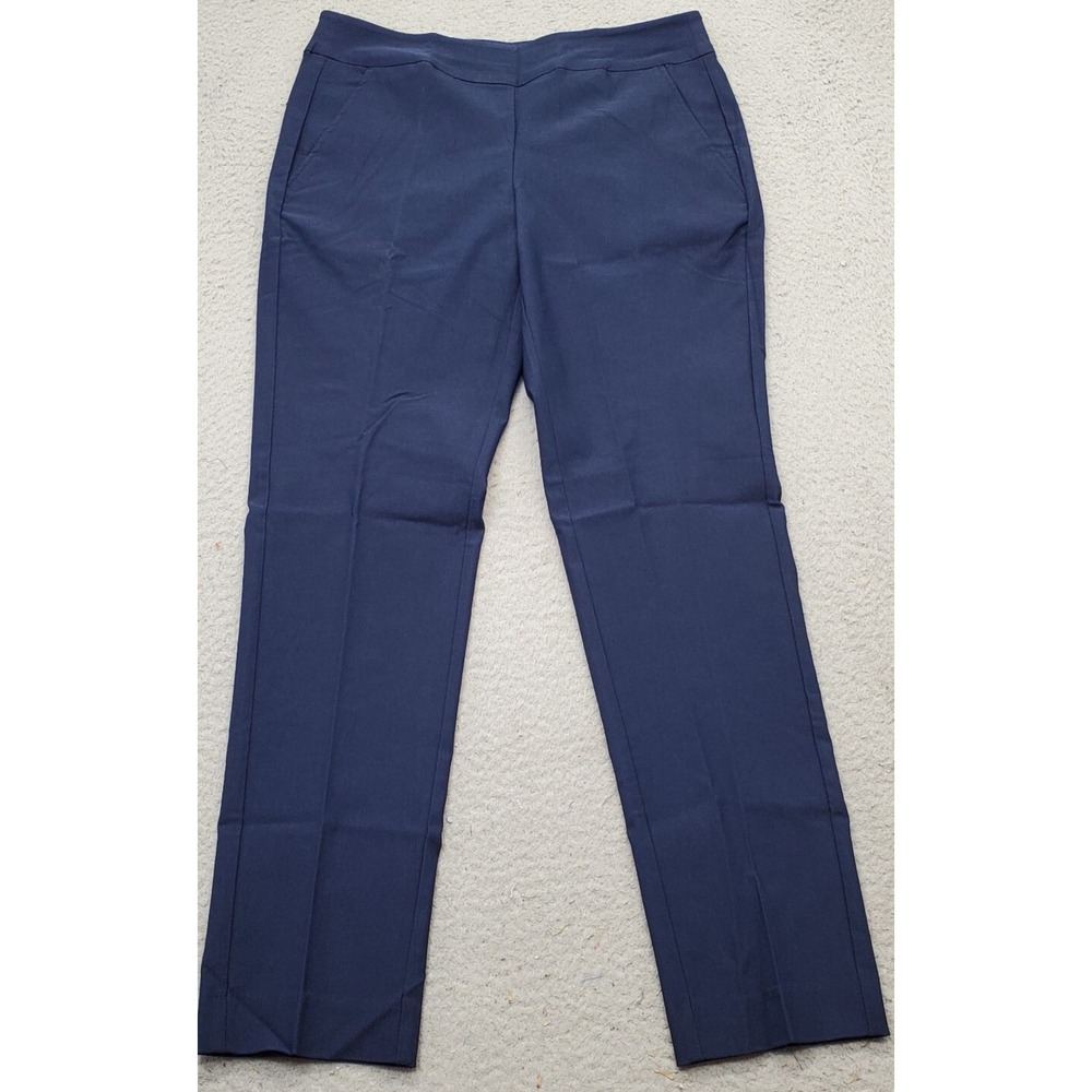Greg Norman Golf Performance Pants Women 0 Navy Rayon Slim Straight Leg Pull On